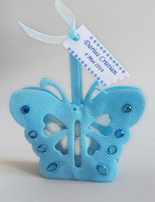 Marturie botez bomboniera fluture bleu cu personalizare