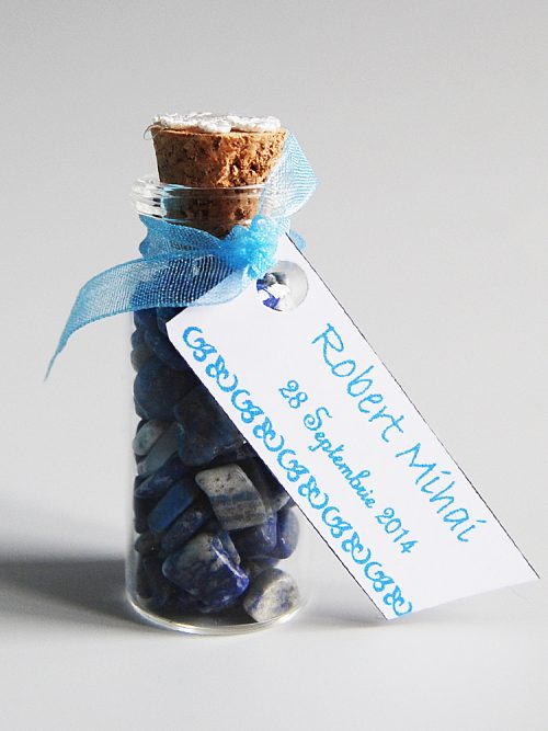 Marturie nunta sticluta cu cristale lapis lazuli