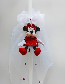 Lumanare de botez cu decor jucarie Minnie