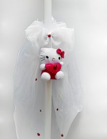 Lumanare de botez cu decor jucarie Hello Kitty