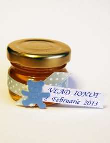 Marturie botez borcanel cu miere cu ursulet bleu