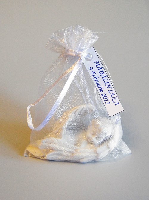 Marturie nunta ingeras cu saculet din organza si personalizare
