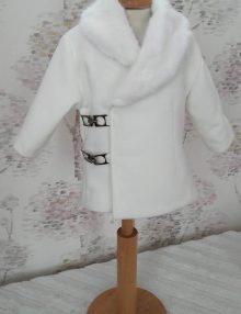 Paltonas botez pentru baietei, din stofa si blanita